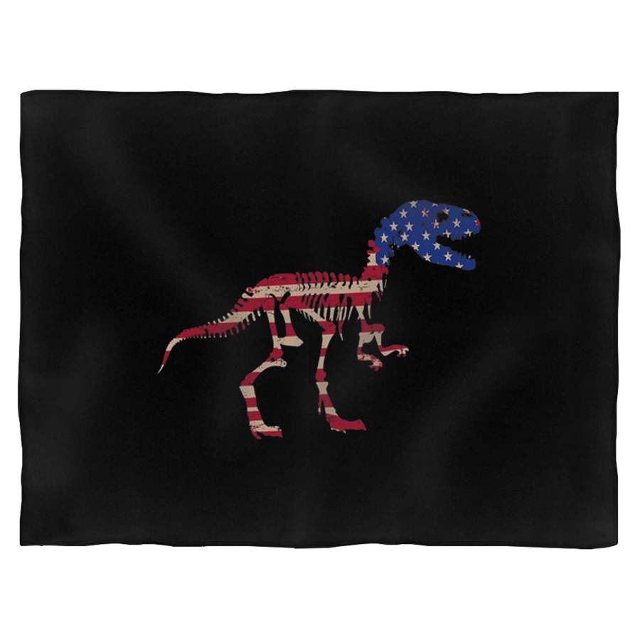 American Flag Usa T-Rex Dinosaur Blanket