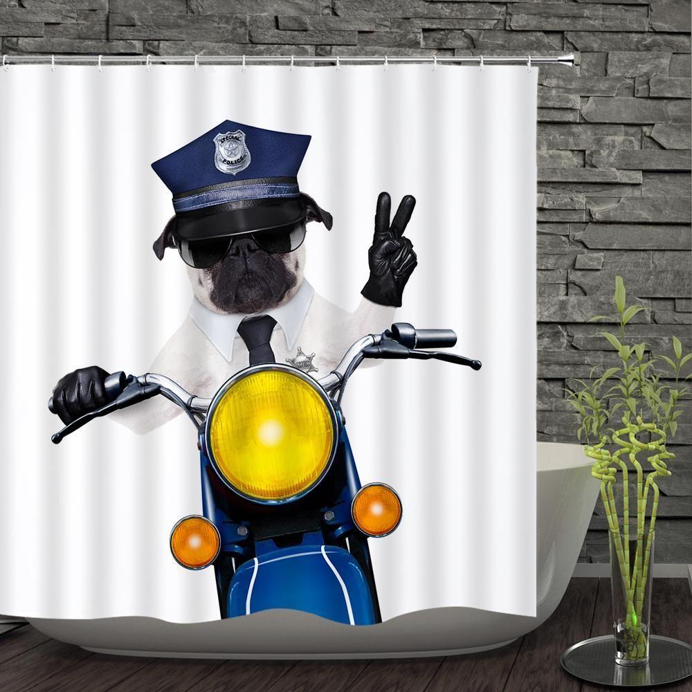 The Funny Police Dog Graphic Design 3D Printed Shower Curtain Gift Home Decoration