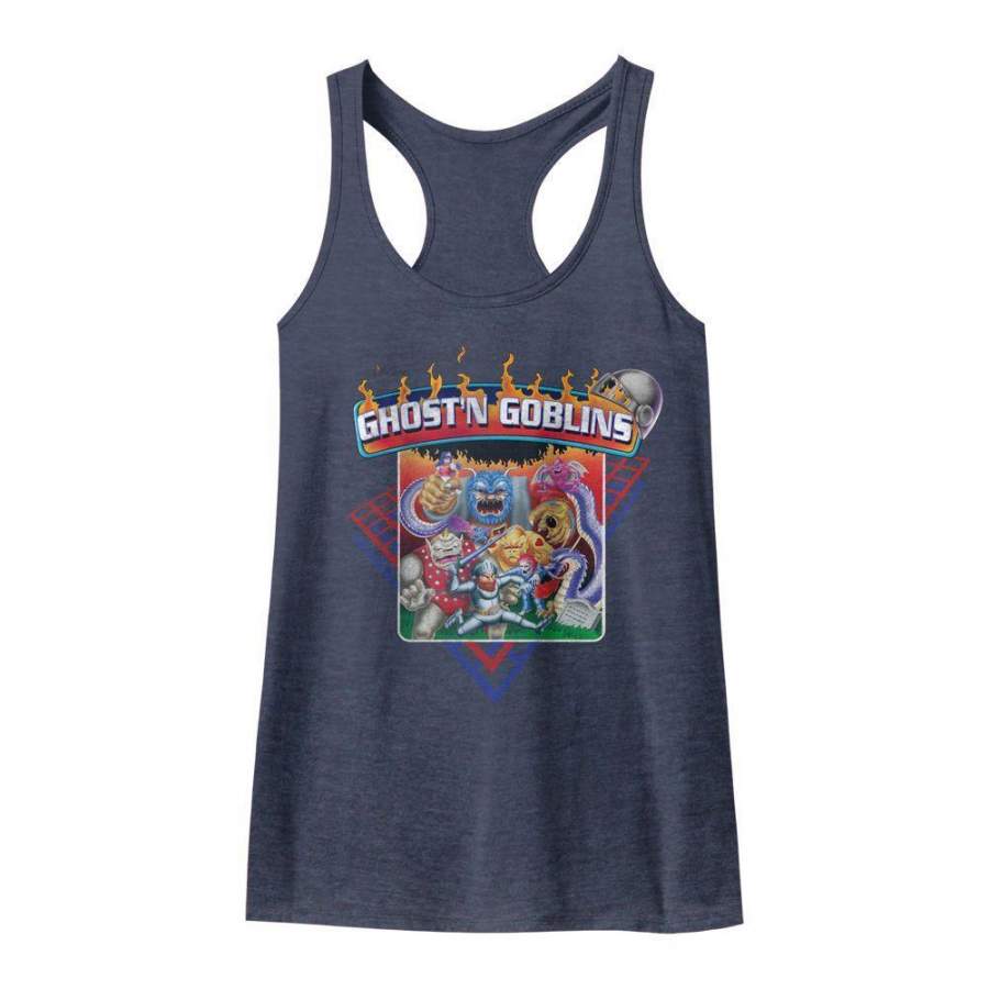 Ghost ‘n Goblins Womens Racerback Tank Top Shirt Vintage Navy