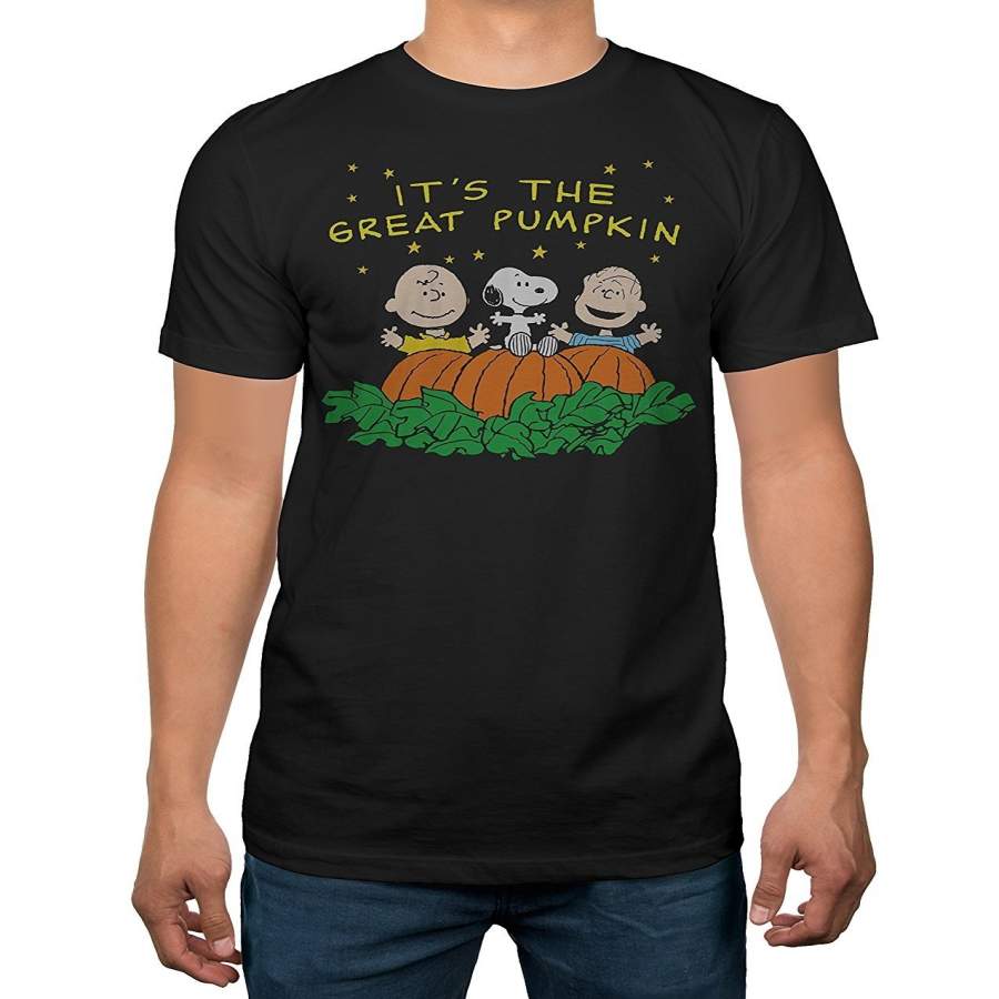 Peanuts Halloween It’s The Great Pumpkin Men’s Black T-shirt Fashion Cotton T-Shirts