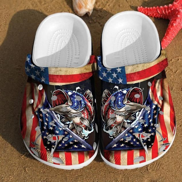 Fishing America Flag Rubber clog Shoes Comfy Footwear