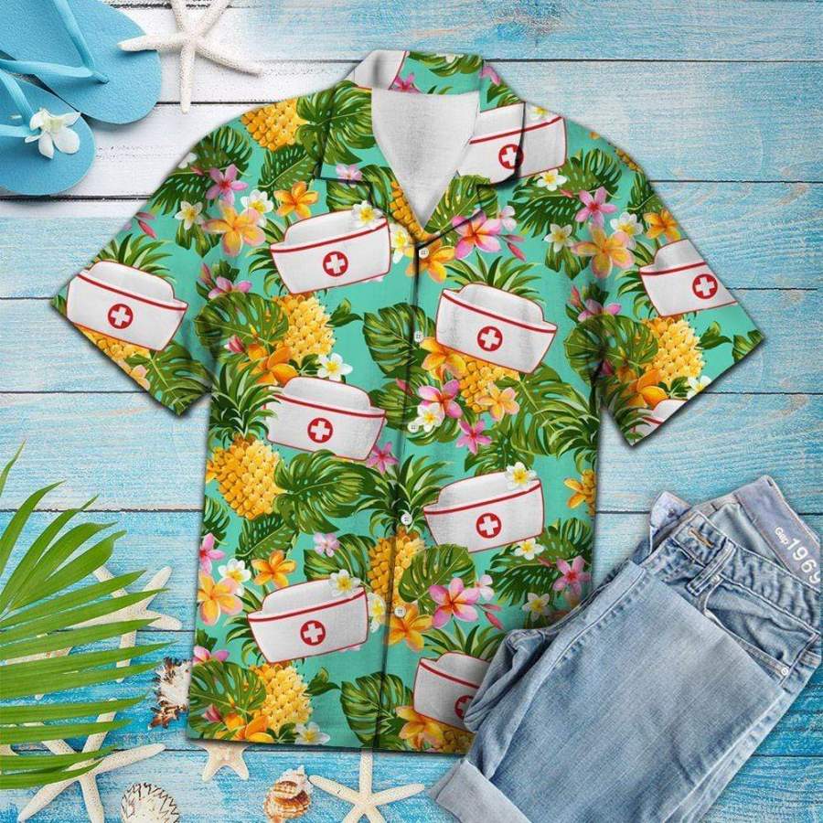 Nurse Pineapple Tropical Hawaii Aloha Shirts Ha56641