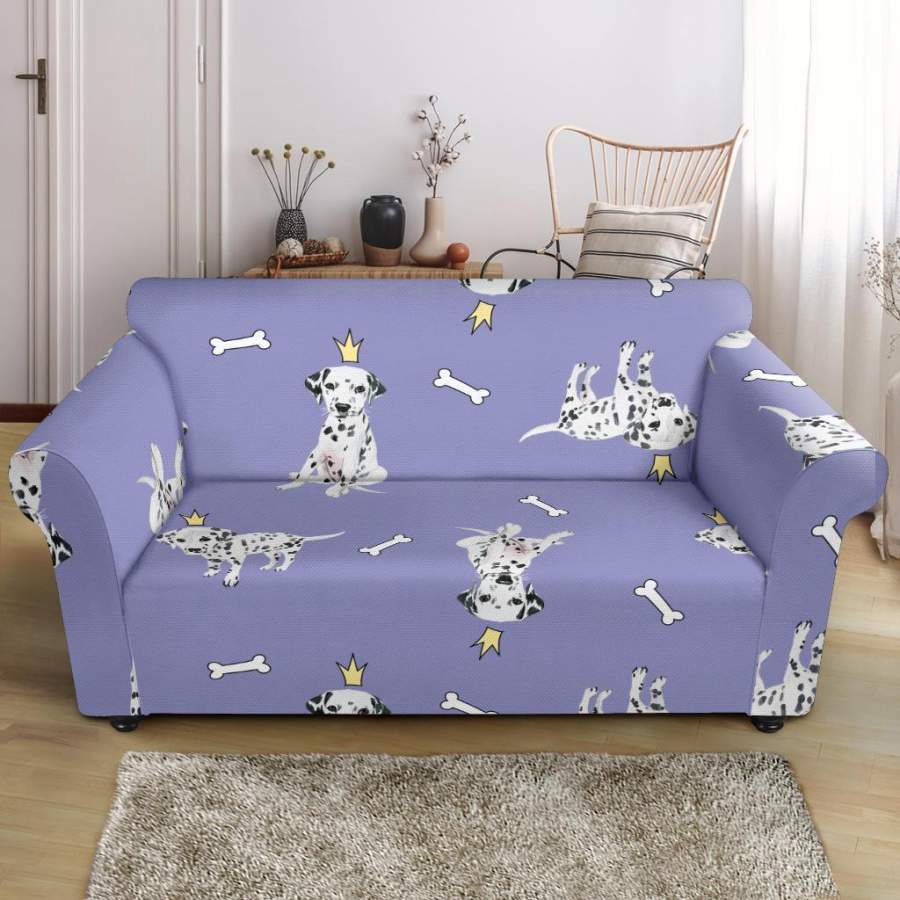 Puppy Dalmatian Dog Pattern Print Loveseat Cover