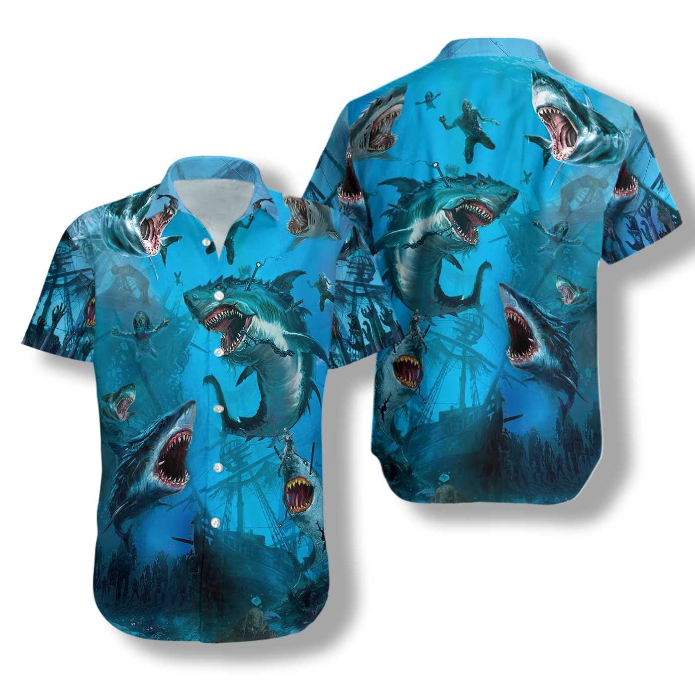 Shark Under The Sea Hawaiian Shirt