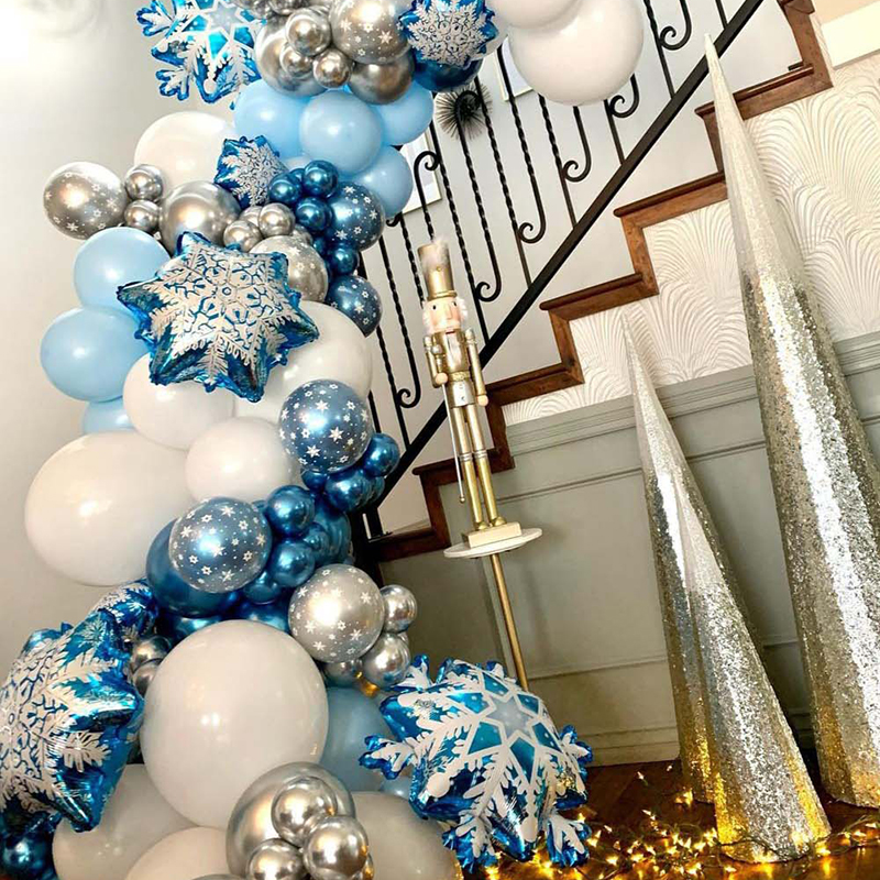 104pcs Snowflake Balloons Garland Arch Kit Ice Snow Queen Metal Balloon For Frozen Birthday Wedding Party Decor alx