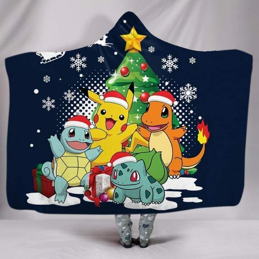 X-Mas Pikachu Cartoon Hooded Blanket Christmas Decoration Ideas Christmas Gift Ideas