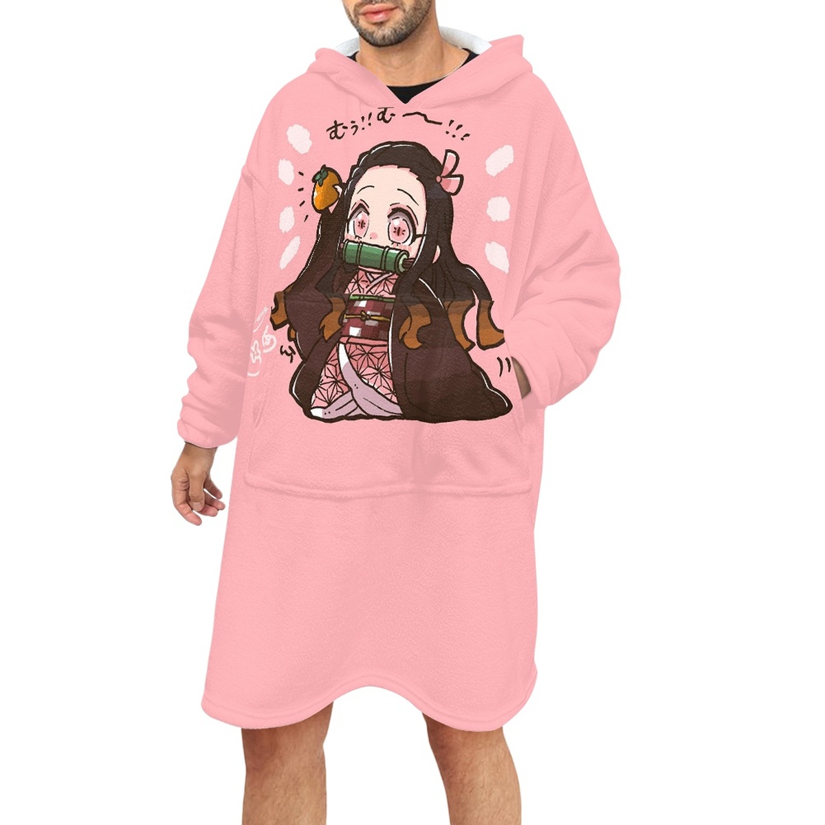 TOADDMOS Anime Demon Slayer Agatsuma Zenitsu Hoodie Blanket Flannel Winter Indoor Warm Soft Hoodies Sweatshirt Pullover Blankets alx