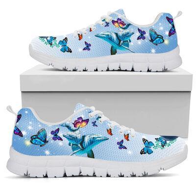 Dolphin Butterfly Sneakers, Sneaker Personalized Shoes Custom Name, Text For Women, Men