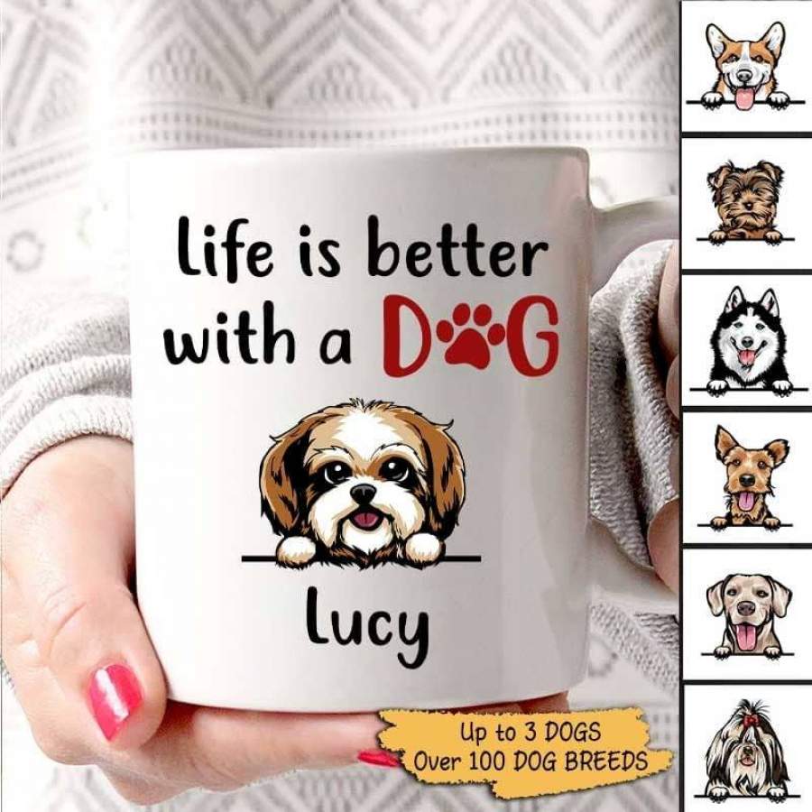 Life Is Better With Peeking Dogs Personalized Mug