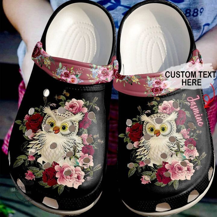 Animal Owl Personalized Red Floral Clog Shoes