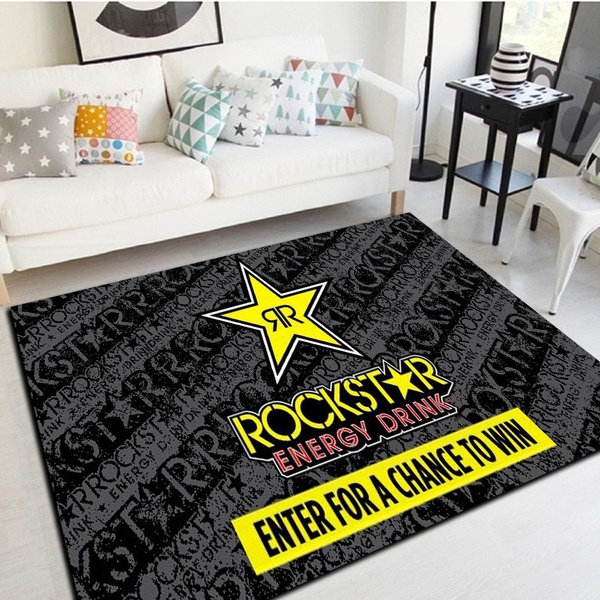 Rockstar energy Logo Area Rug, Living Room Carpet, Floor Mat