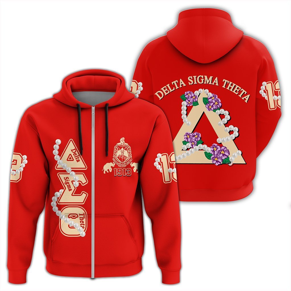 Greek Life Hoodie – Delta Sigma Theta Pearl Red Zip Hoodie