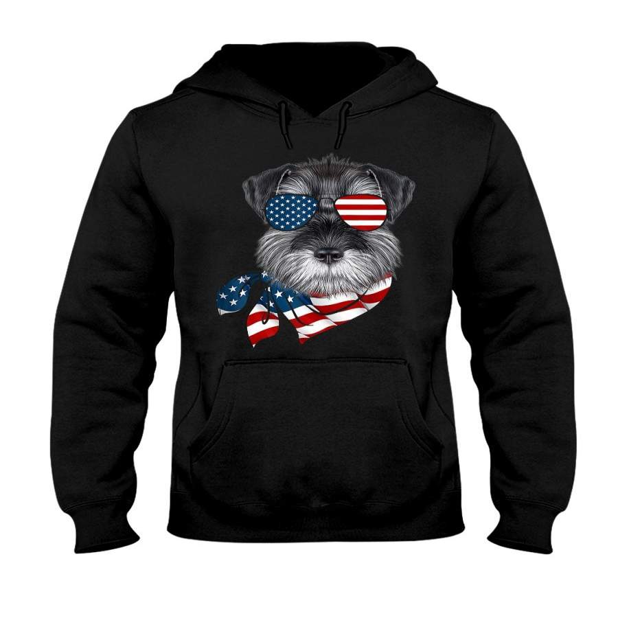 4th Of July American Schnauzer Patriotic Hoodie Gift For Dog Lovers