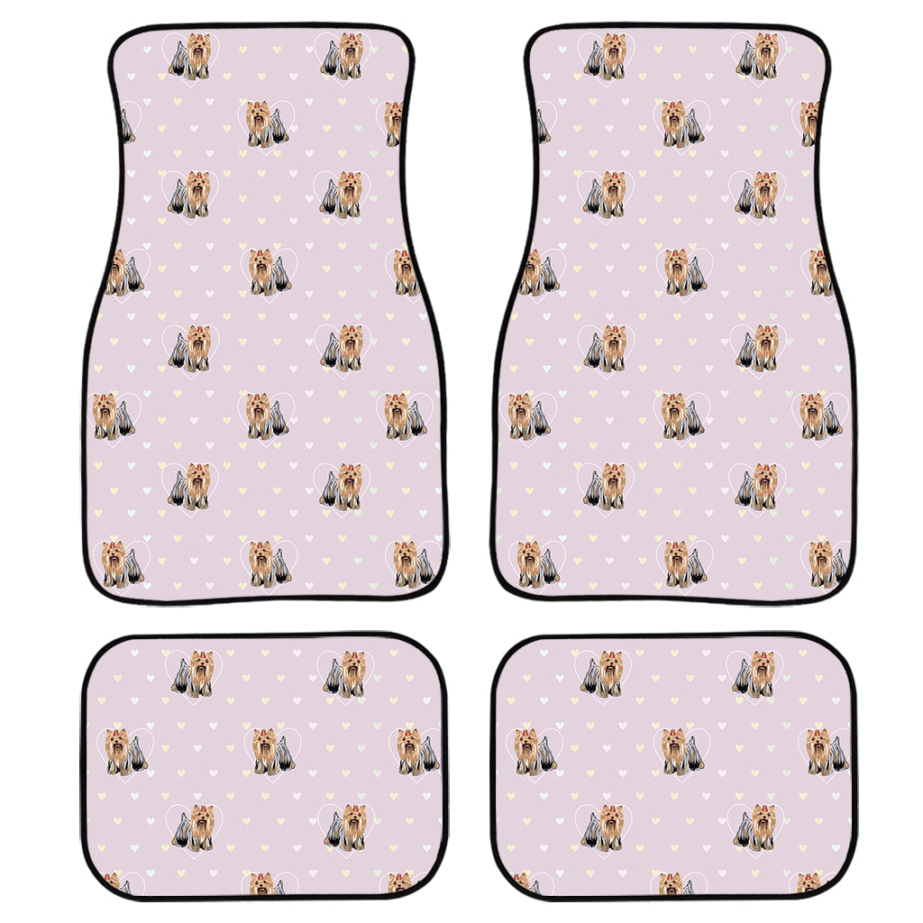 Cute Yorkshire Terrier Pattern Print Front And Back Car Floor Mats, Front Car Mat