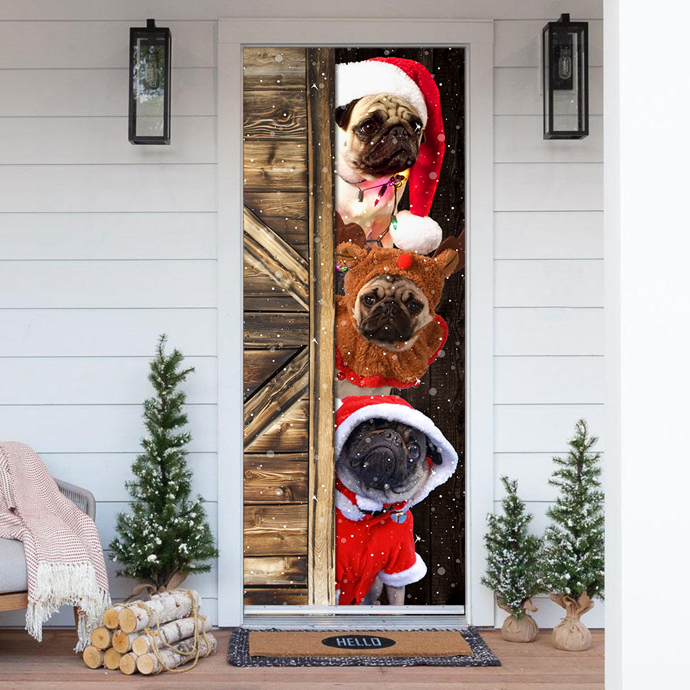 Tmarc Tee Pug Door Cover Christmas Gift Home Decor