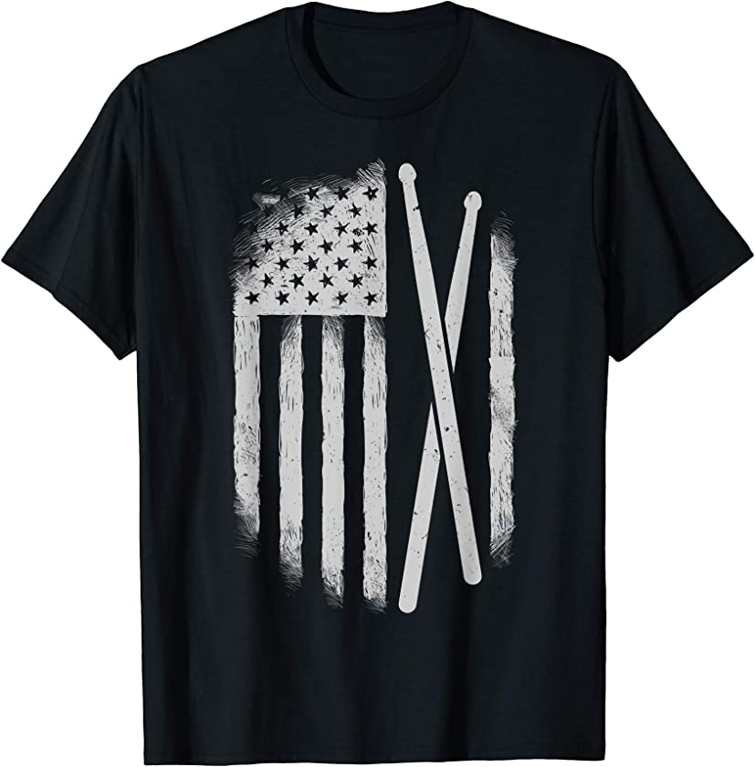 American Flag Drumsticks USA Drummers Vintage Drum Sticks T-Shirt