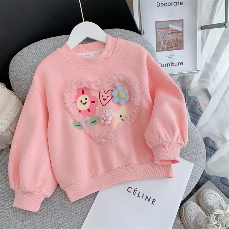 Baby Girls Princess Sweaters sweet lace love flowers Tops Coats Kids Spring Autumn winter Clothes Children Jackets 1-8T alx