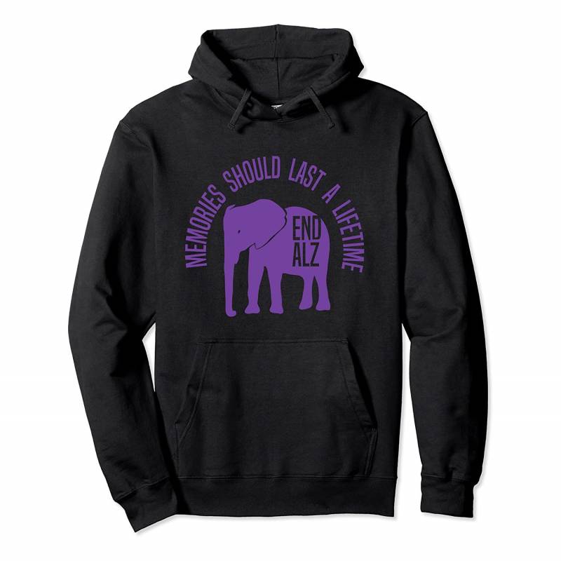 Memories Matter Hoodie Purple Elephant and text Alzheimer