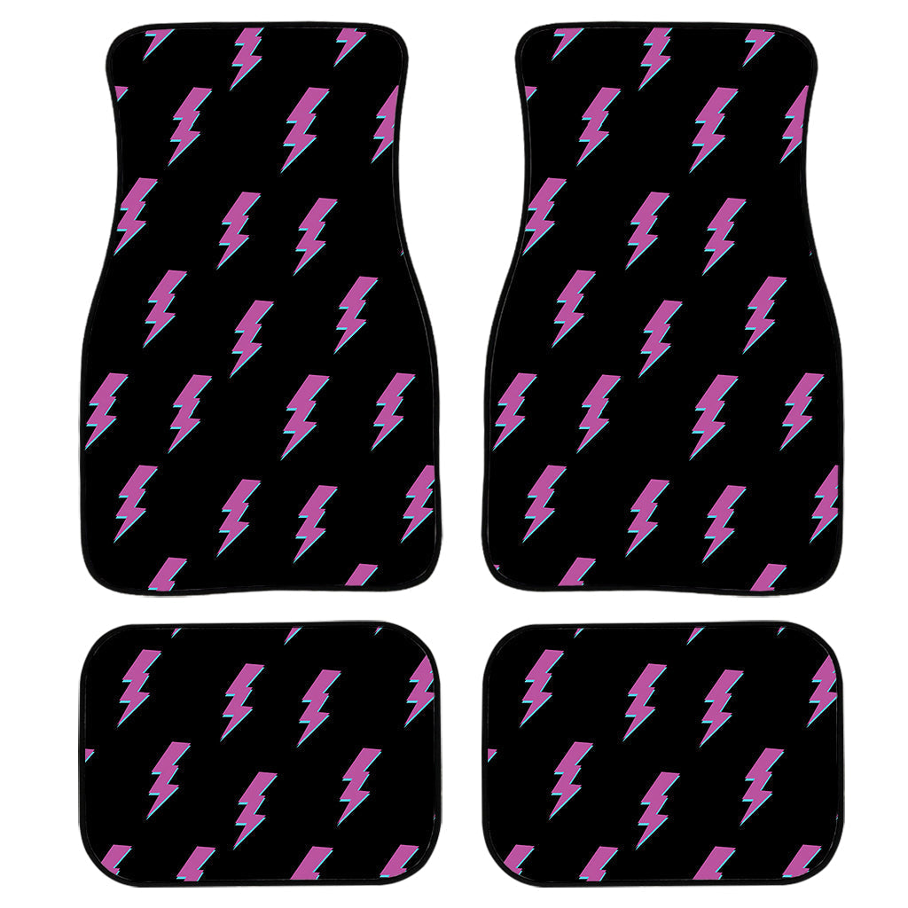 Purple And Teal Lightning Pattern Print Front And Back Car Floor Mats, Front Car Mat