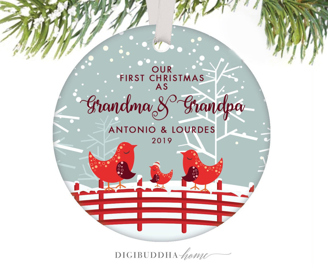 New Grandparents Christmas Ornament, Birds Our First Christmas As Grandma & Grandpa Gift