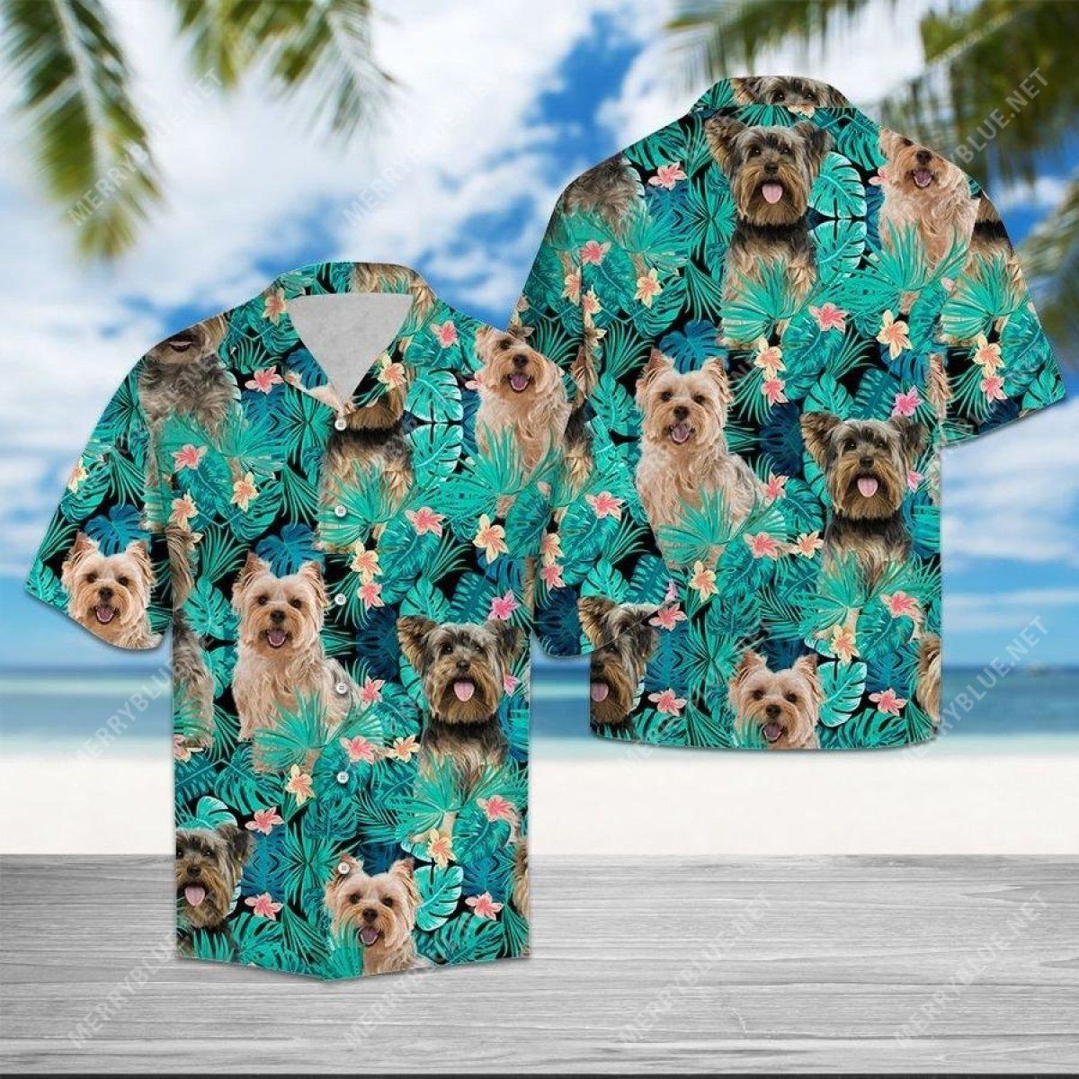 Yorkie Hide And Seek Unisex Hawaiian Shirt