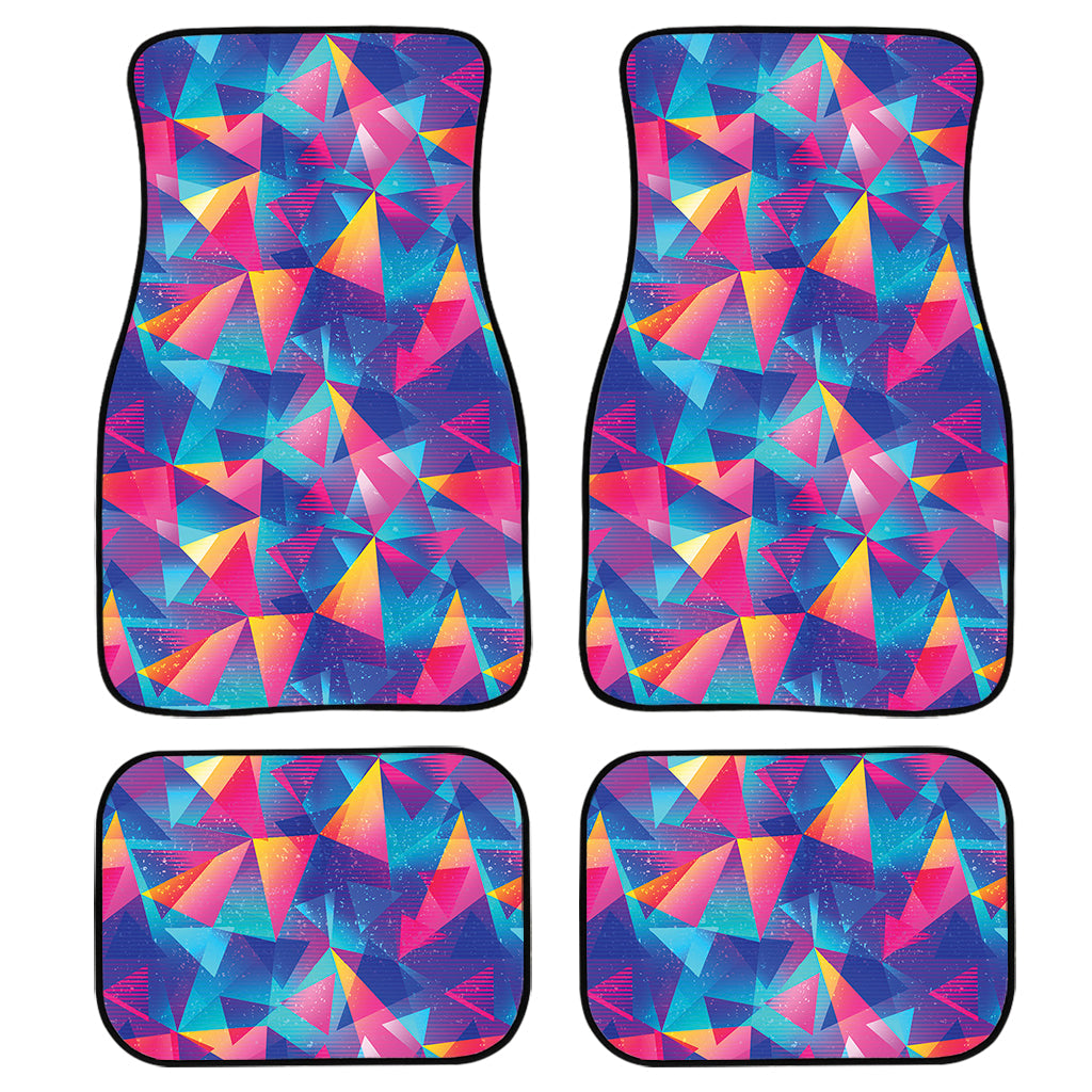 Colorful Geometric Mosaic Print Front And Back Car Floor Mats, Front Car Mat