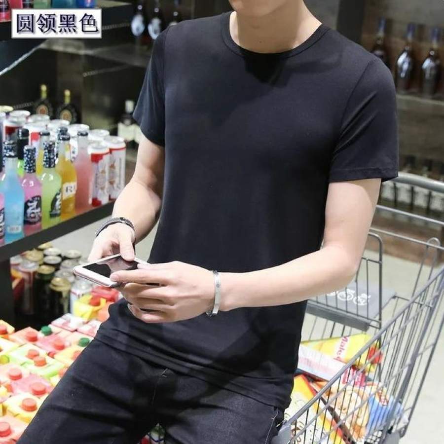 Men T-Shirt Short Sleeve Solid Casual Cotton Shirt Summer Clothes