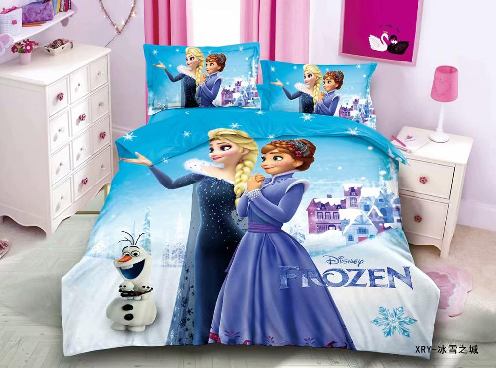 3D Blue Frozen Elsa And Anna Bedding For Kids Bedroom Decoration Twin  Duvet Cover Set Single Bed Sheet Girls Home Children