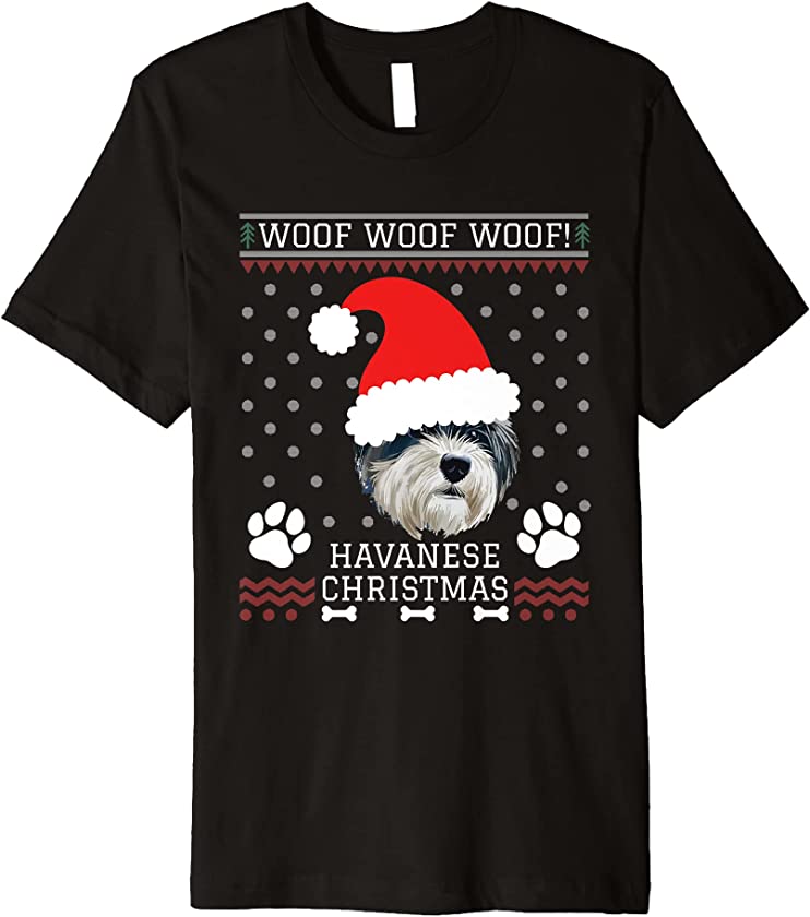 Woof Havanese Christmas Ugly Christmas Premium T-Shirt