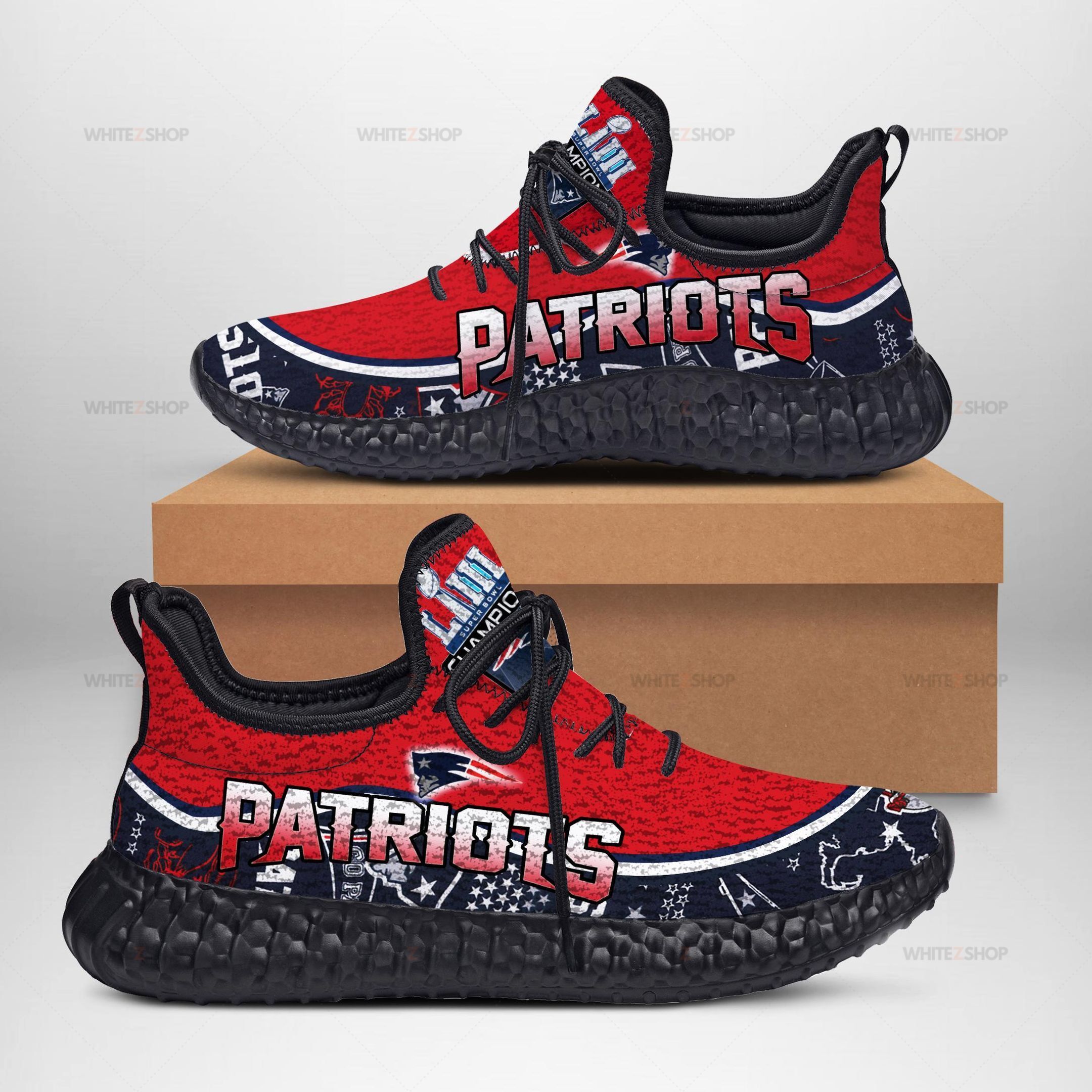 New England Patriots Red Color Limited Edition Men’S And Women’S Black White Sole And Shoelaces Reze Shoes, Custom Shoes