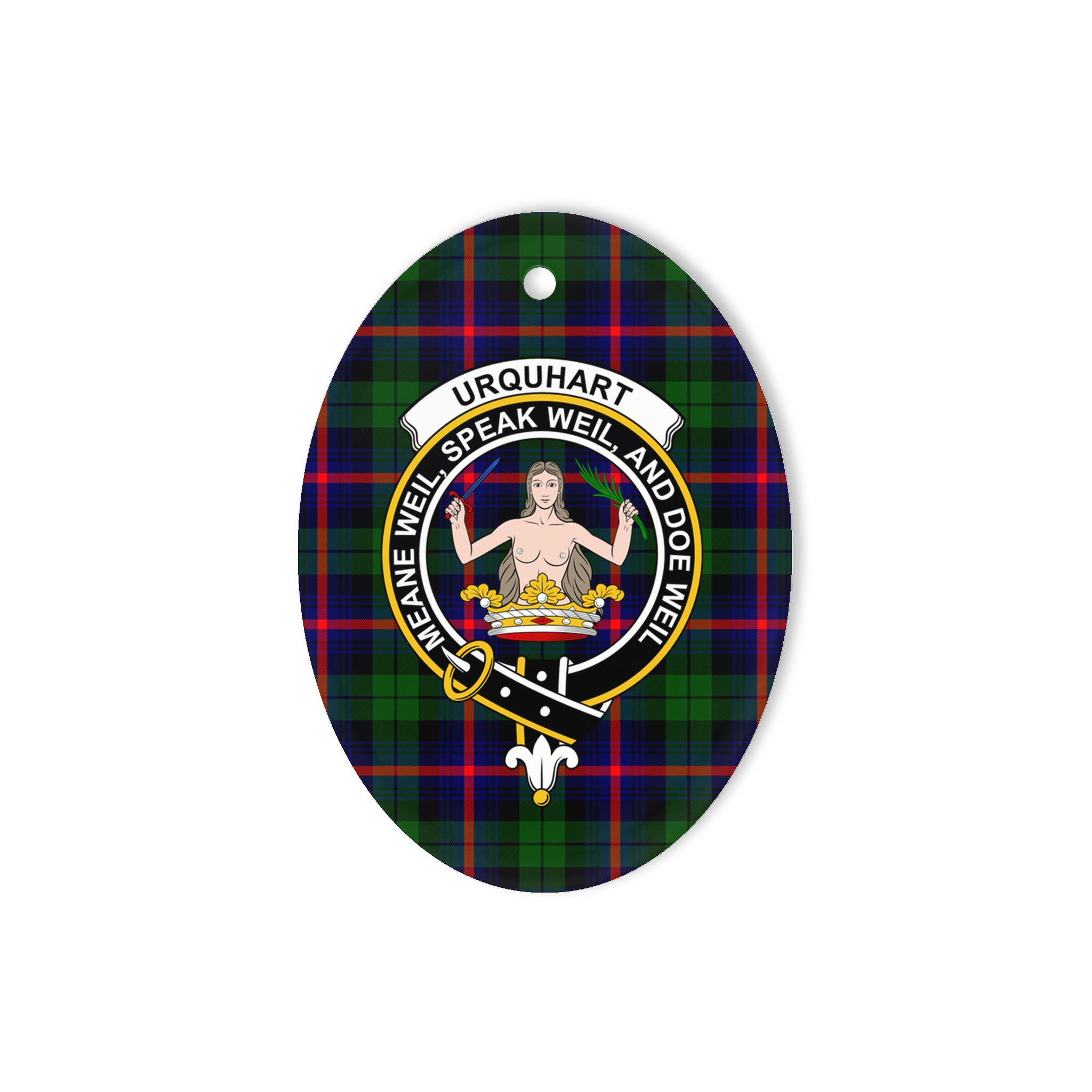 Urquhart Scottish Clan Plaid Ornament Gift. Christmas Tree Ornament Urquhart Clan Tartan Ornament Great Christmas Ornaments Gift Oval Ornament