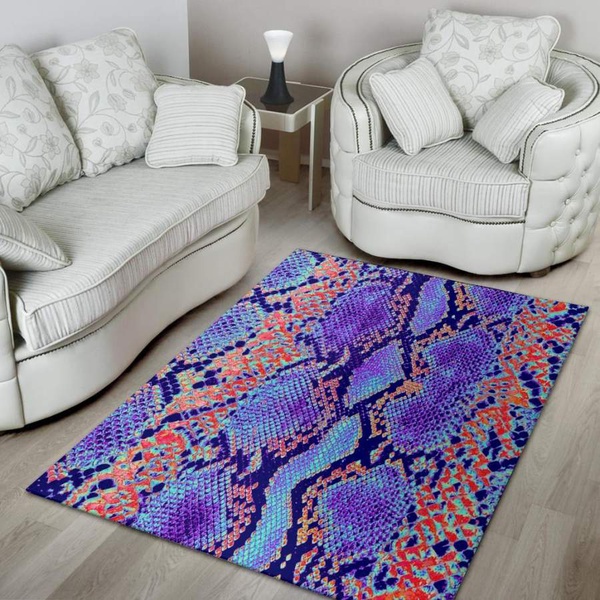 Colorful Snakeskin Print Area Rug