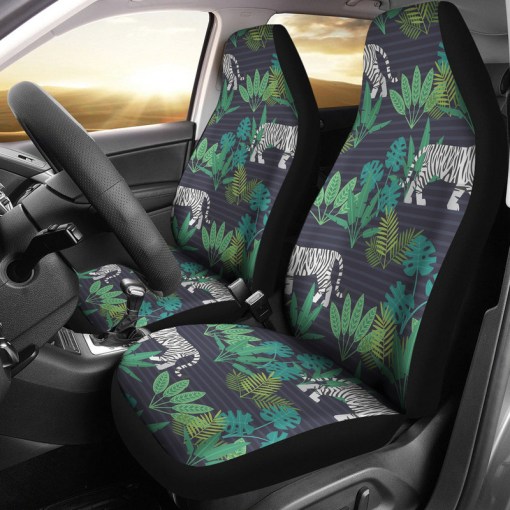 White Bengal Tigers Tropical Plant Universal Fit Car Seat Covers 3186