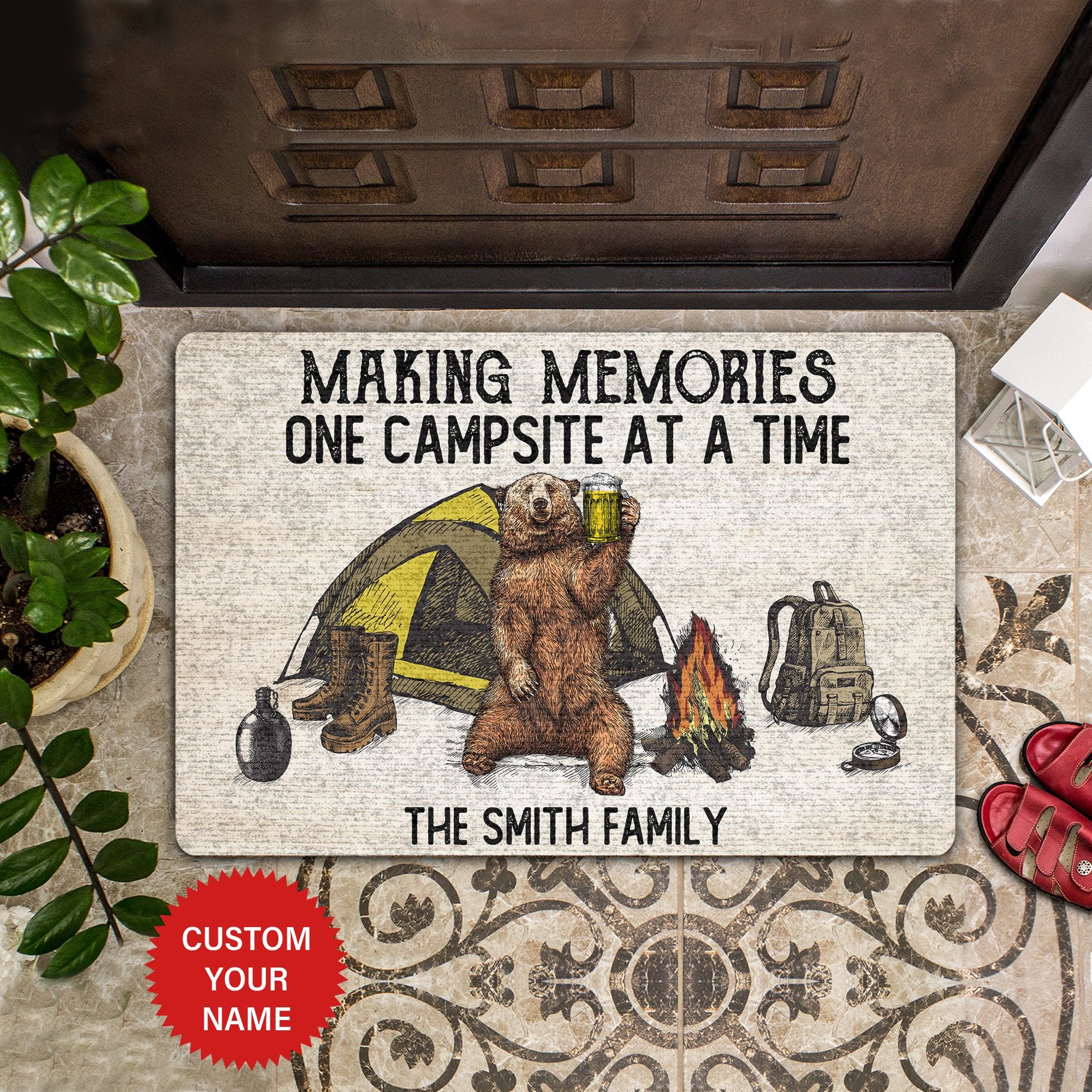 Making Memories One Campsite At A Time Personalized All Over Printing Doormat Pre2141