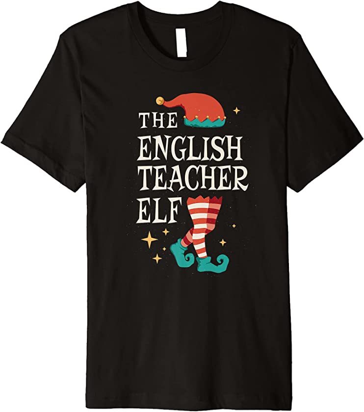 The English Teacher Elf Cute Ugly Christmas Sweater Family Premium T-Shirt