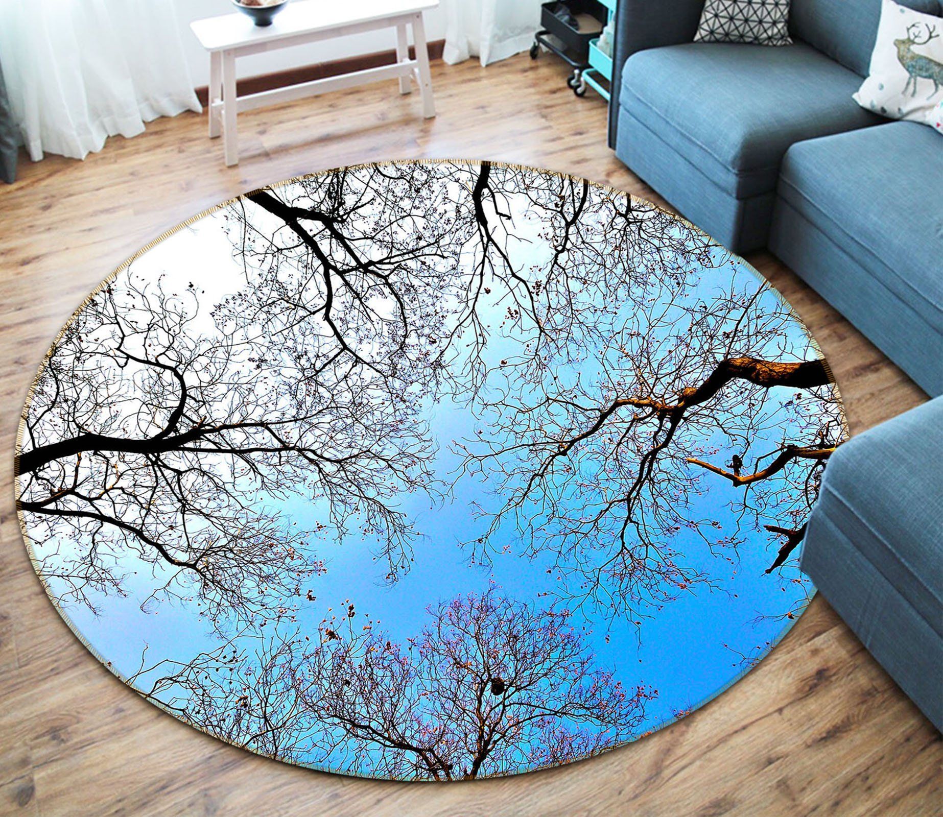 3D Branches 74078 Round Rug – Round Carpet Home Decor