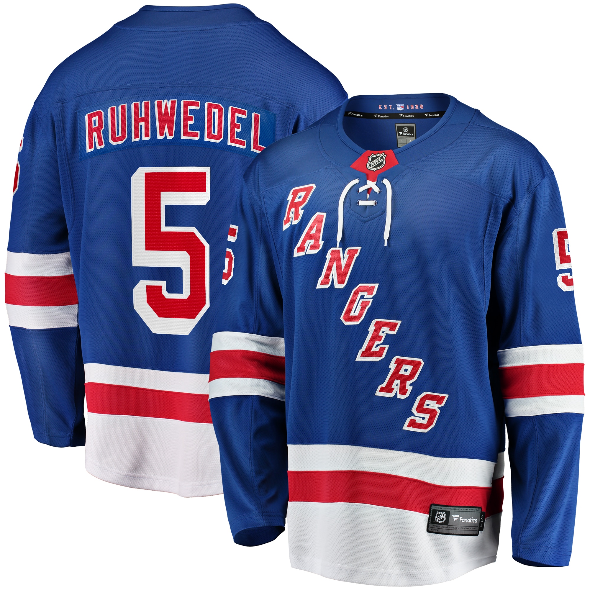 Chad Ruhwedel New York Rangers Branded Home Premier Breakaway Player Jersey – Blue