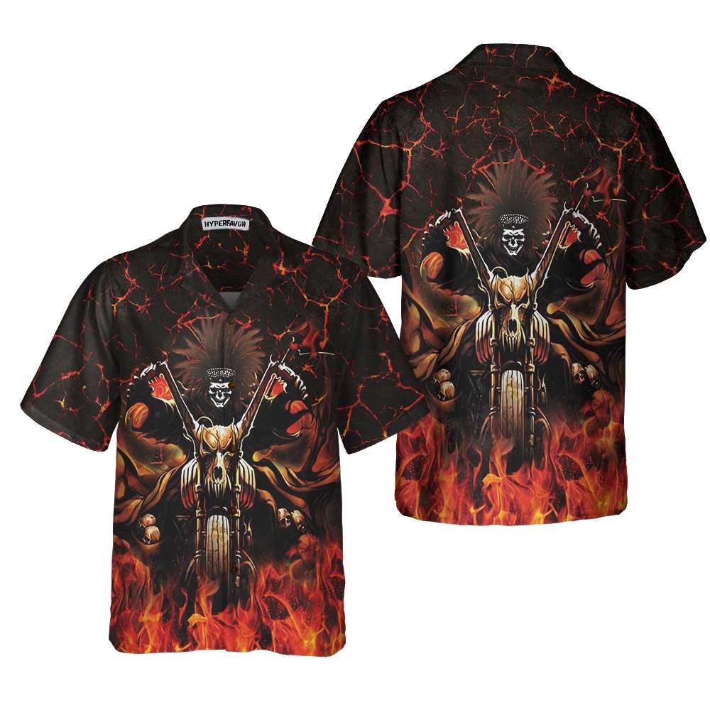 Native American Skull Biker Racing Hawaii Indian Motorcycle Shirt Ha21721