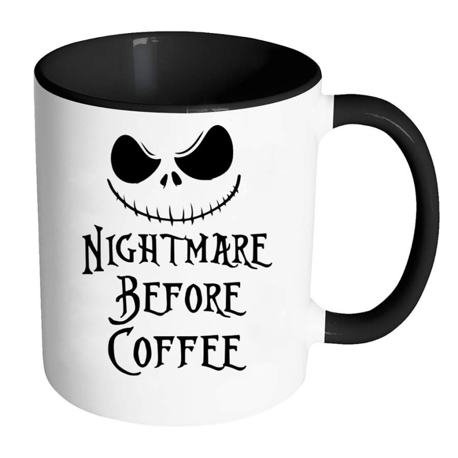 A Nightmare Before Coffee, Halloween Gift funny – Full-Wrap Coffee Colors Accent Mug