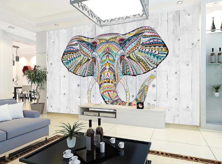 3D Bohemia Elephant Board Wall Mural Wallpaper Sf383