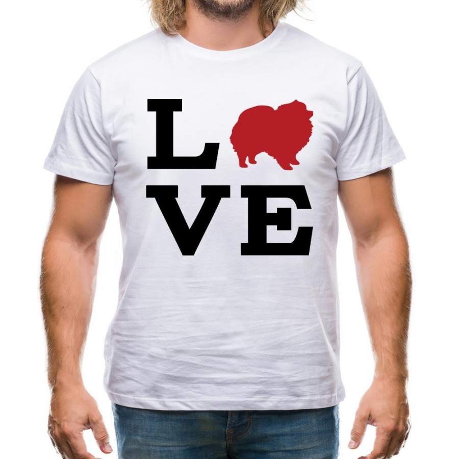 Love Pomeranian Dog Silhouette Mens T-Shirt