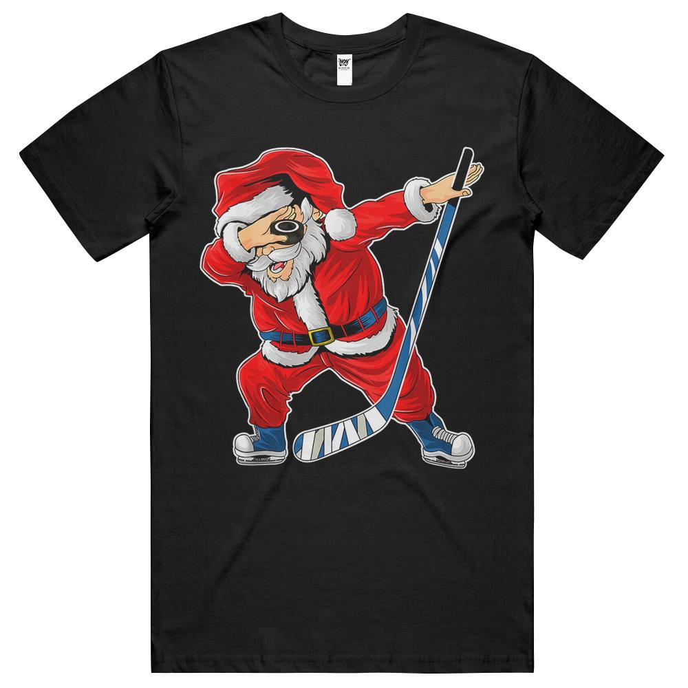 Ice Hockey Dabbing Santa Claus Hockey Player Christmas T Shirts