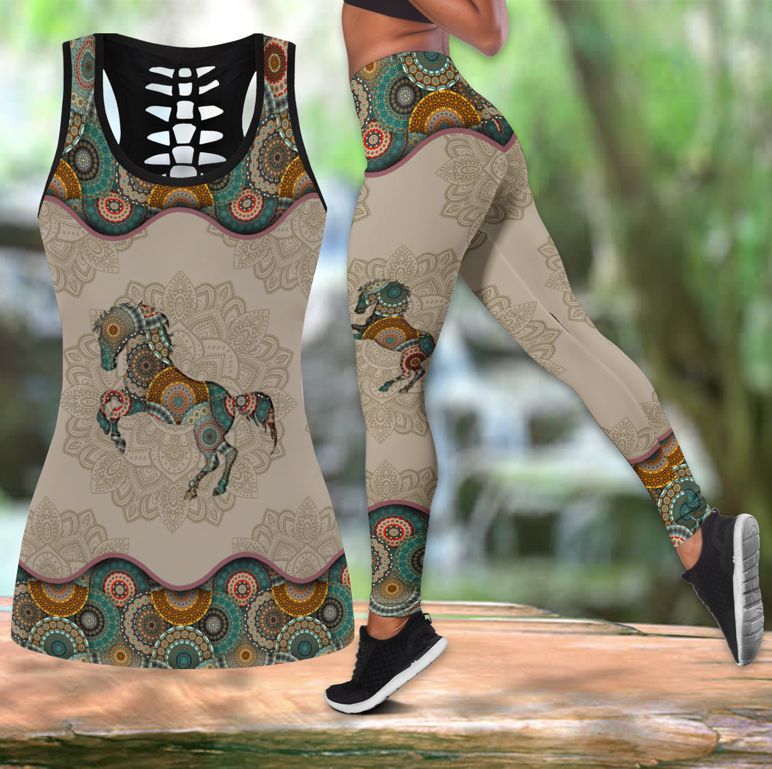 Apayprints – Vintage Horse | 3D All Over Printed Tanktop Legging Set