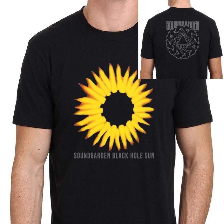 Details About SOUNDGARDEN BLACK HOLE SUN 94 Vintage Album Logo Men’s T-Shirt