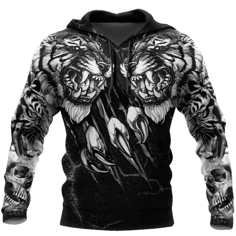 3D Double Tiger Tattoo Over Printed Shirt for Men and Women TP