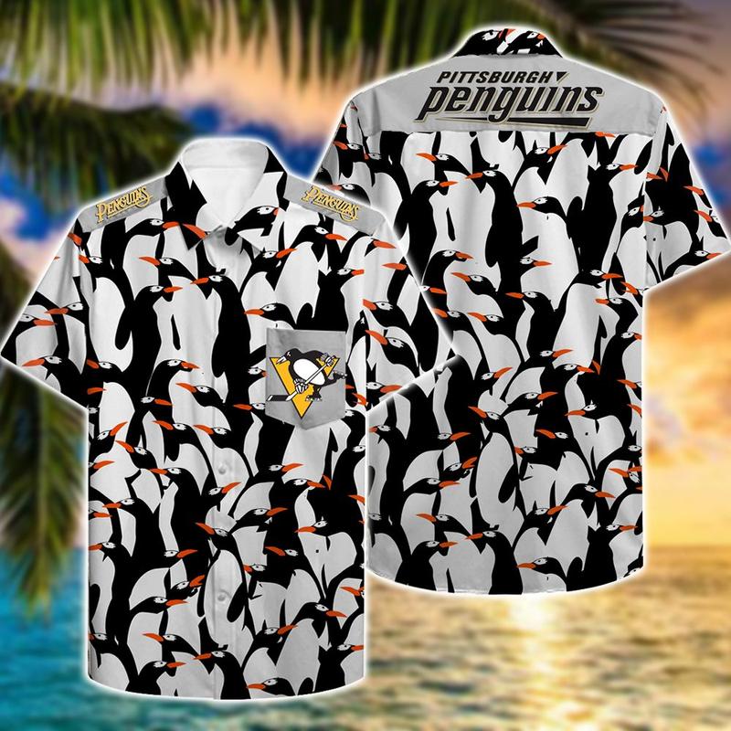 Pittsburgh Penguins Ice Hockey Team Hawaiian Shirt Tropical Pattern- Hawaii Shirt- Lan1