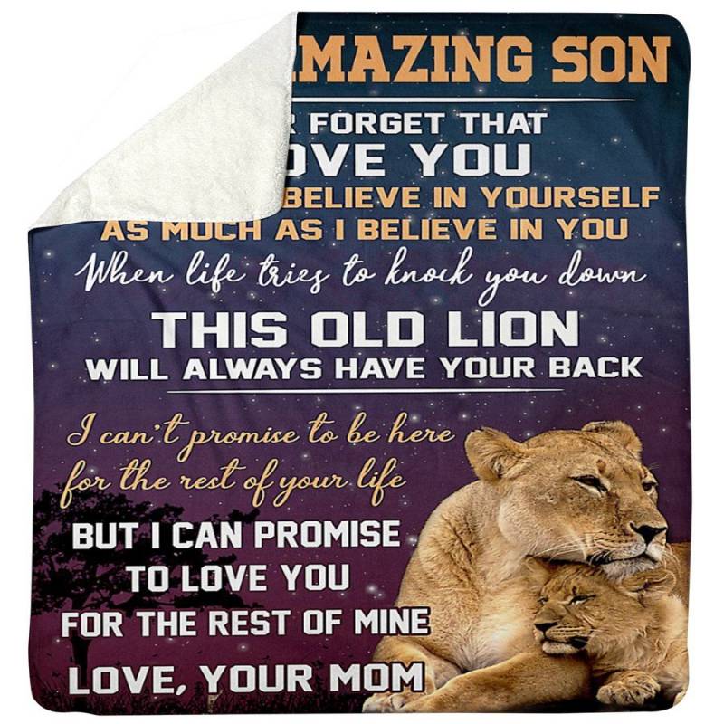 This Old Lion Will Always Have Your Back Lovely Message Gifts For Son Sherpa Blanket