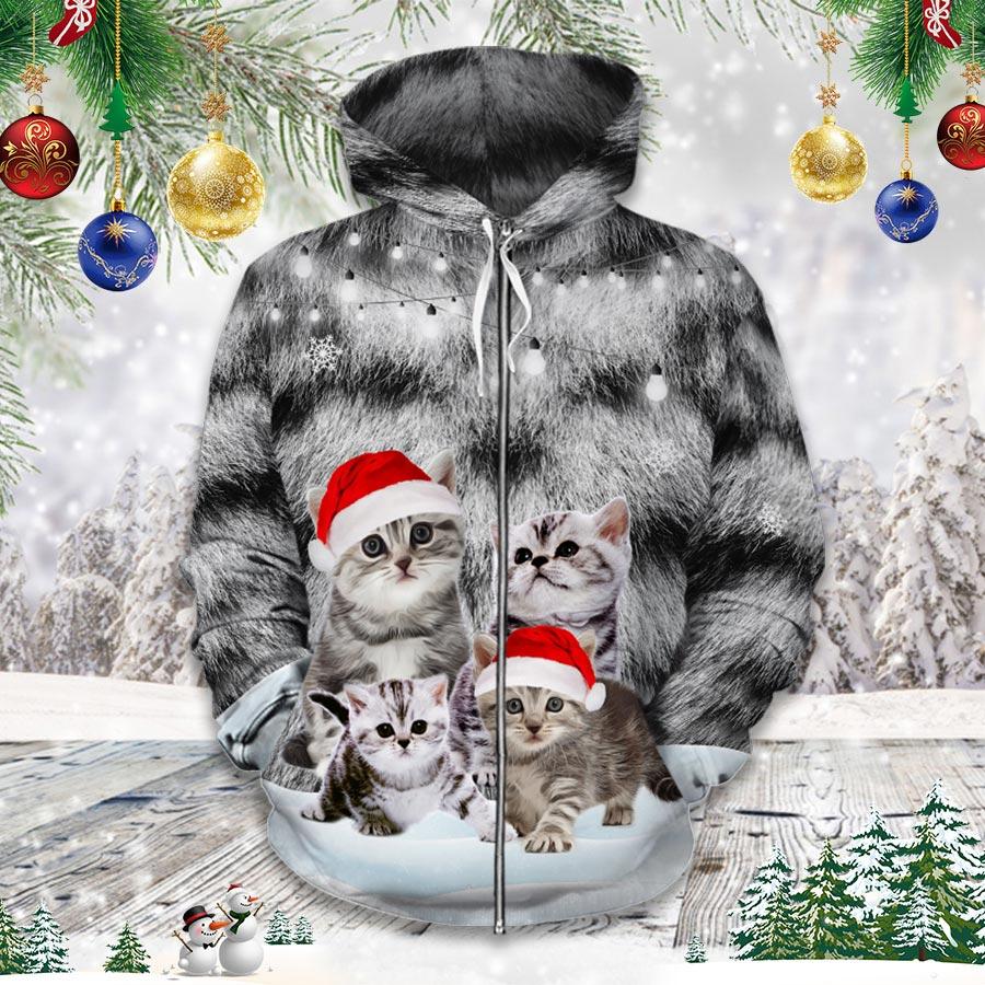 Tabby Kittens Cat Fur Christmas Cat Lover Cat Shirt Cat Fashion Hoodie