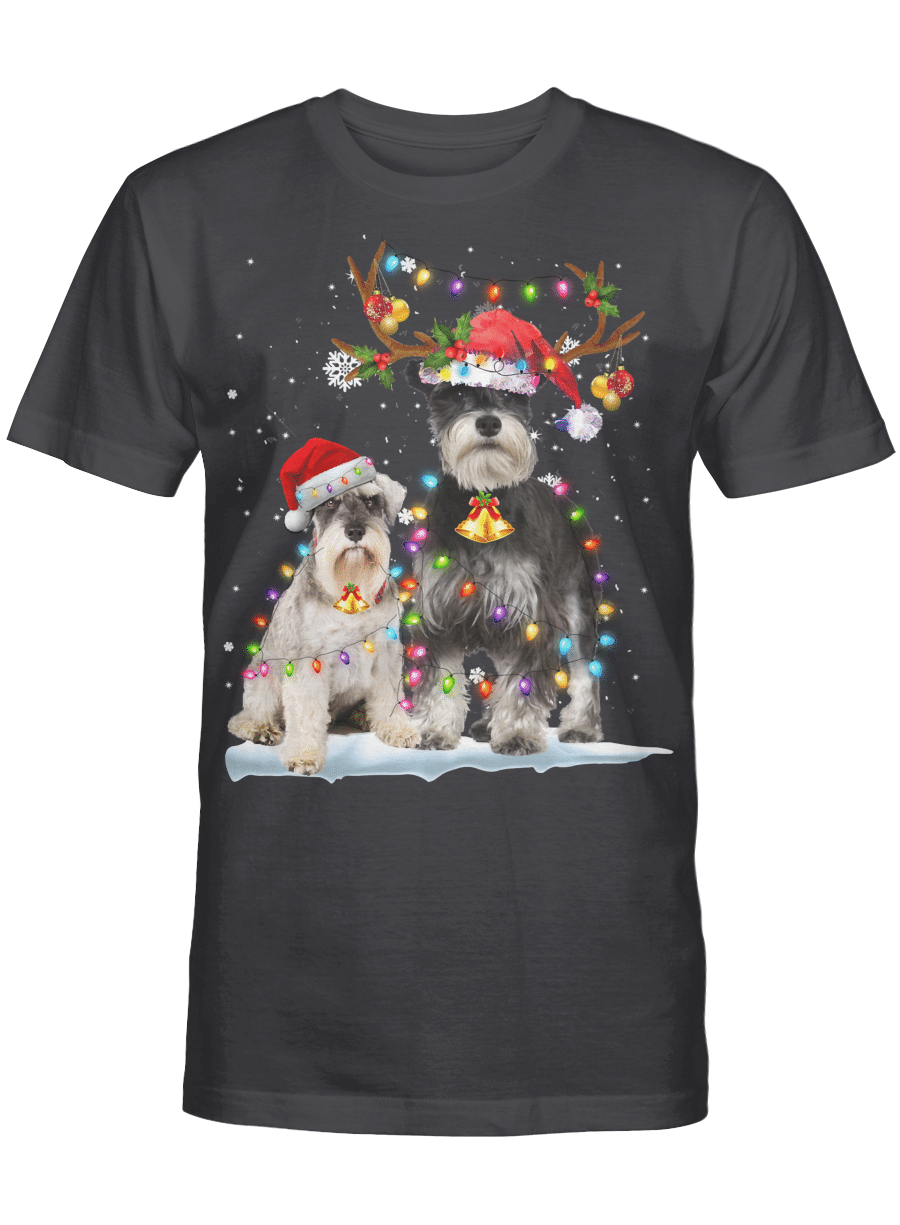 AmazeStyleZ Santa’s Reindeer, Ugly Christmas Sweater, Christmas Gift Ideas, Christmas TreeSchnauzer Reindeer Santa Hat Xmas Lights Christmas Xmas Dog Sweatshirt