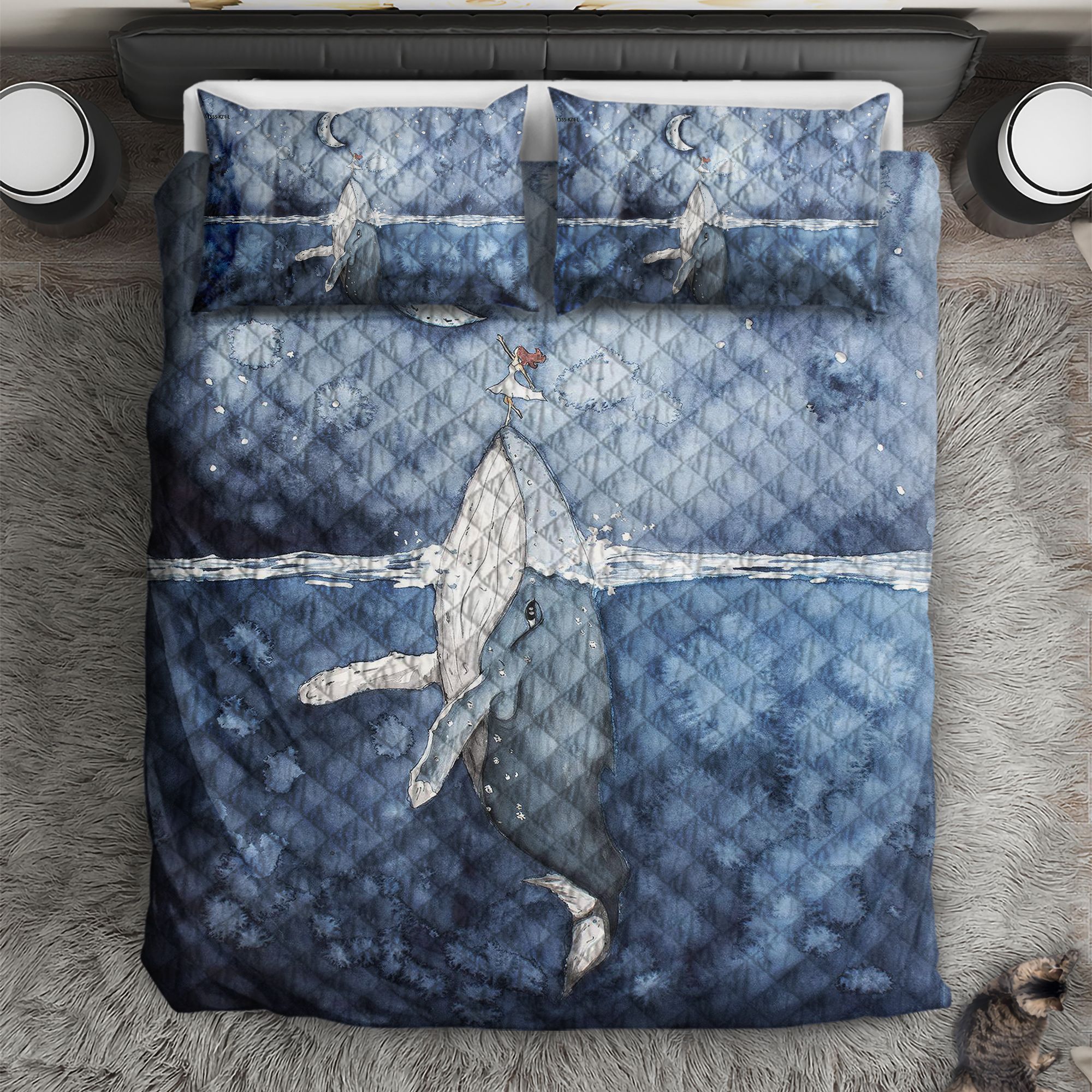 The Little Girl And The Whale In The Moon Night Quilt Set – TMHQS0001